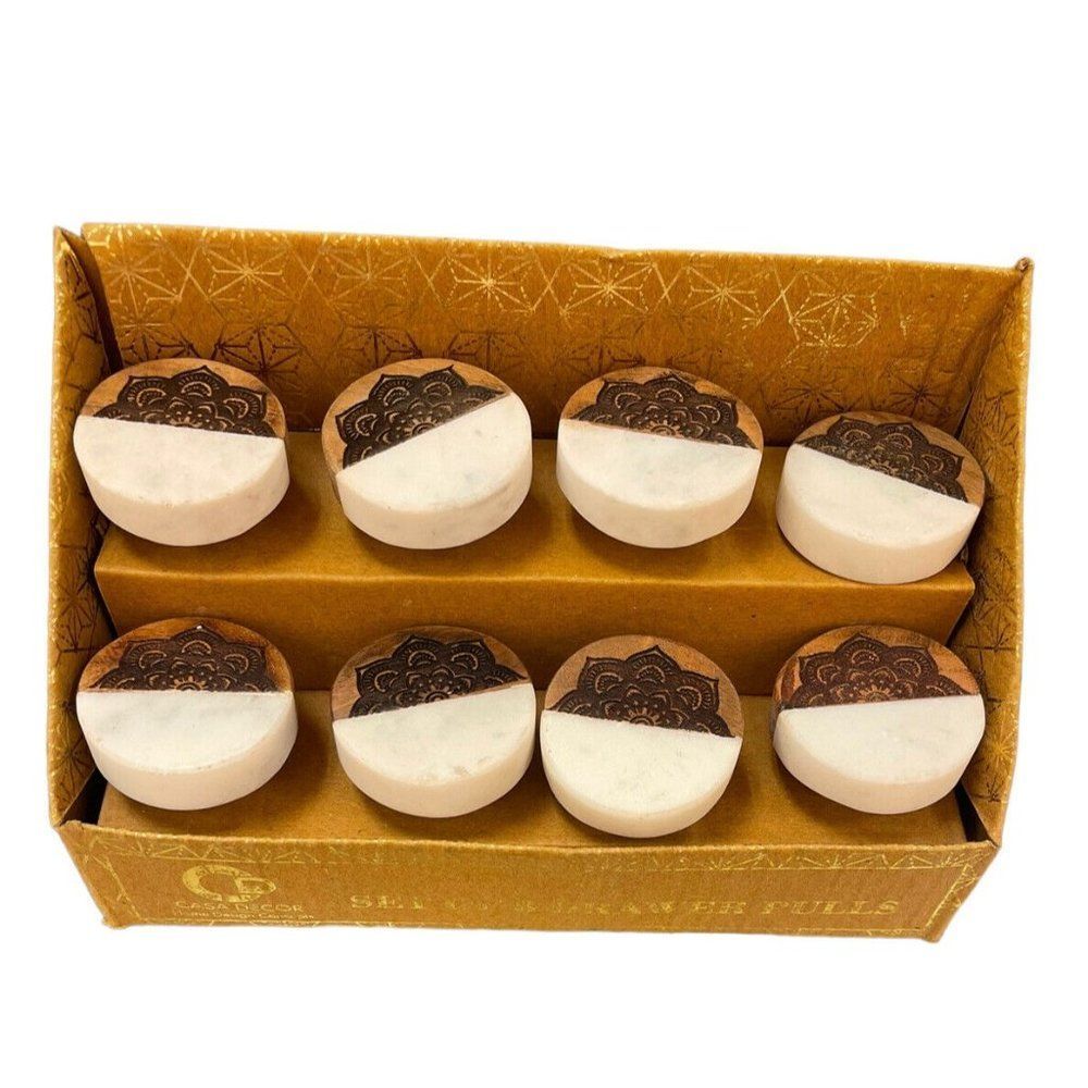 Casa Decor 8 Drawer Pulls Knobs  Home Decor Beige Wood Handcrafted Ceramic